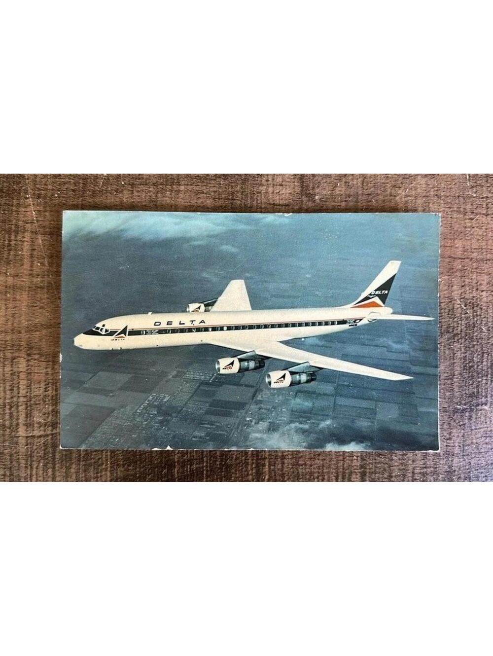 Vintage Delta Airlines Boeing 747 Postcard Aviation Airplane Jumbo Jet Unposted